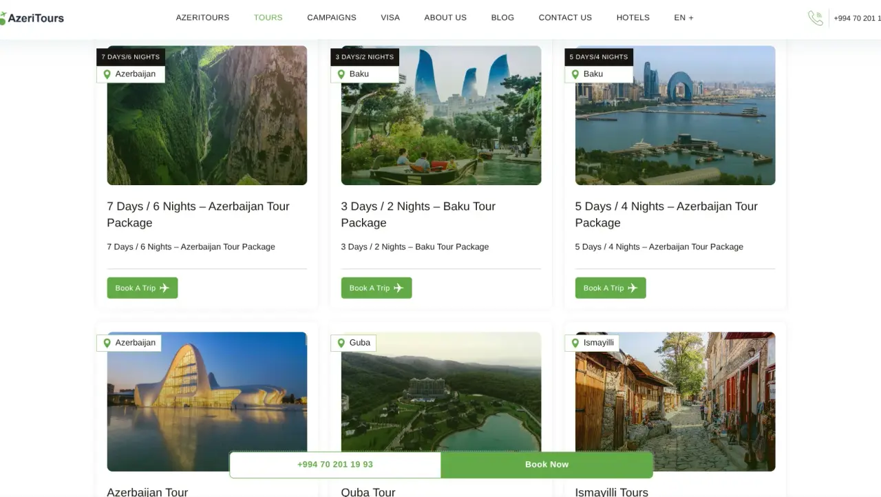 AzeriTours.com Travel Agency Website gallery 1