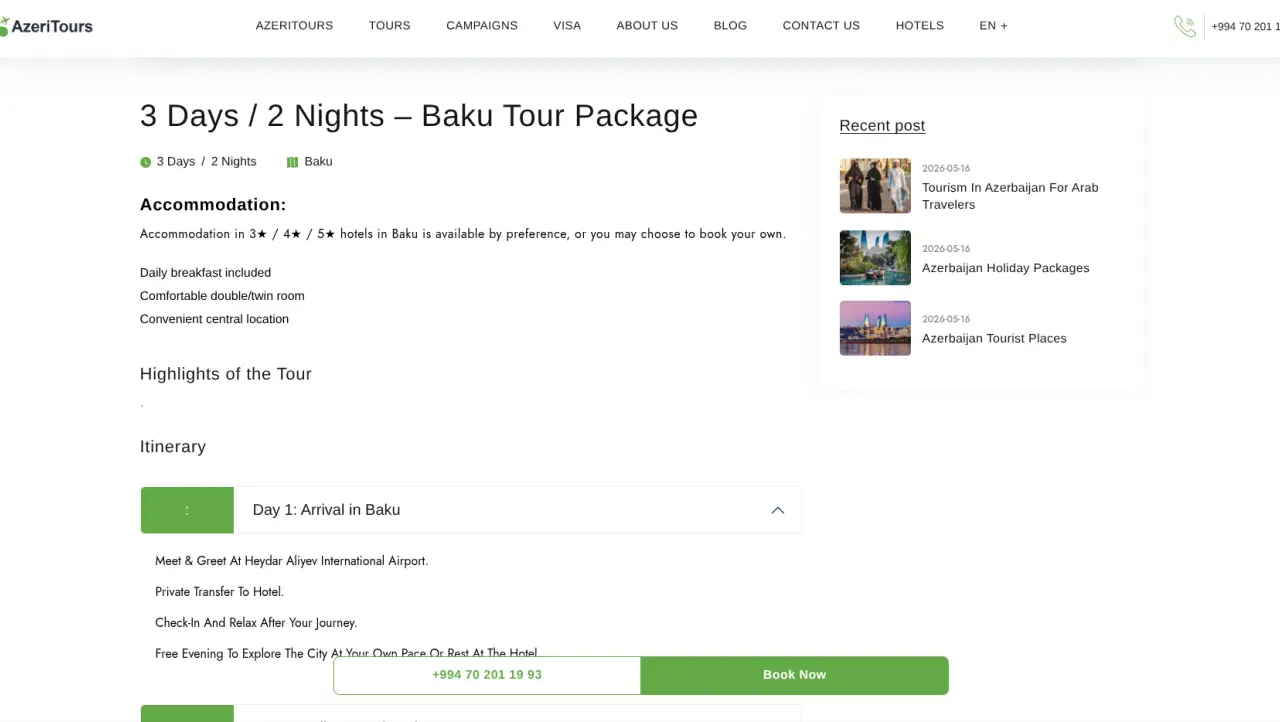 AzeriTours.com Travel Agency Website gallery 2